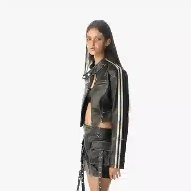 IMXS Retro Stripe Slim Leather Jacket