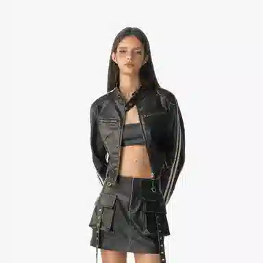 IMXS Retro Stripe Slim Leather Jacket