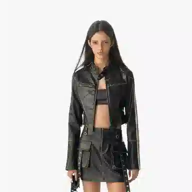 IMXS Retro Stripe Slim Leather Jacket