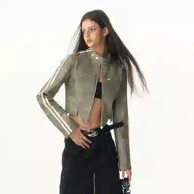 IMXS Retro Stripe Slim Leather Jacket