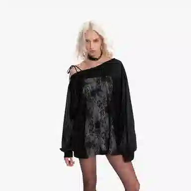 IMXS Long Sleeve Lace Embroidered Tee