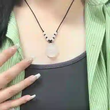 月斐 转运珠弥勒佛观音菩萨 本命年平安白大肚弥勒佛黑绳 复古国潮转运笑佛 玉髓 项链 男女同款情侣款