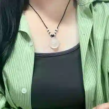 月斐 转运珠弥勒佛观音菩萨 本命年平安白大肚弥勒佛黑绳 复古国潮转运笑佛 玉髓 项链 男女同款情侣款