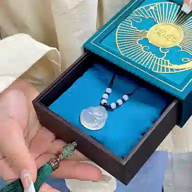 月斐 转运珠弥勒佛观音菩萨 本命年平安白大肚弥勒佛黑绳 复古国潮转运笑佛 玉髓 项链 男女同款情侣款