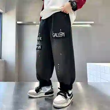 木木屋牛仔裤 洋气百搭字母舒适 黑色 儿童款