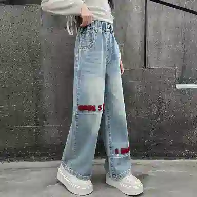 木木屋牛仔裤 洋气舒适休闲百搭 蓝色 儿童款