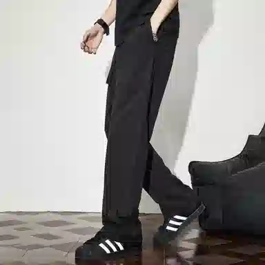 隐狼世家 夏季宽松纯色中腰长裤休闲裤 男款