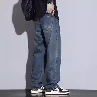 隐狼世家 薄款宽松直筒美式复古休闲长裤牛仔裤 男款
