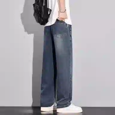 隐狼世家 薄款宽松直筒美式复古休闲长裤牛仔裤 男款