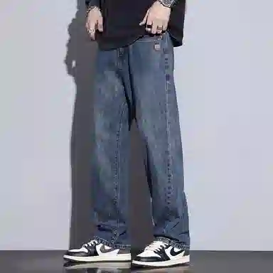 隐狼世家 薄款宽松直筒美式复古休闲长裤牛仔裤 男款