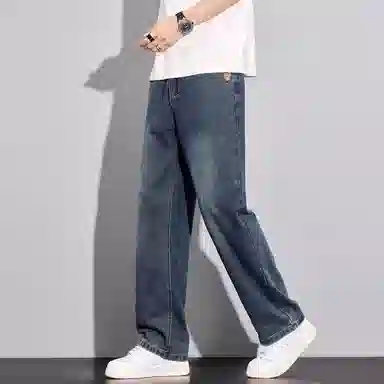 隐狼世家 薄款宽松直筒美式复古休闲长裤牛仔裤 男款