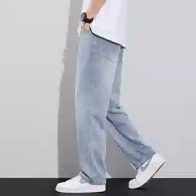 隐狼世家 春夏宽松直筒美式潮牌阔腿水洗休闲长裤牛仔裤 男款