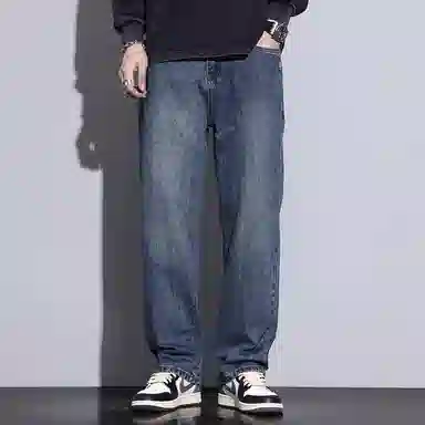 隐狼世家 薄款宽松直筒美式复古休闲长裤牛仔裤 男款