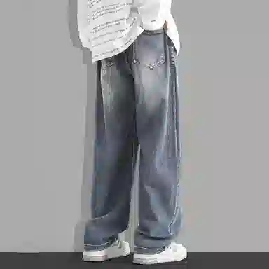 隐狼世家 阔腿裤宽松水洗牛仔裤 男款