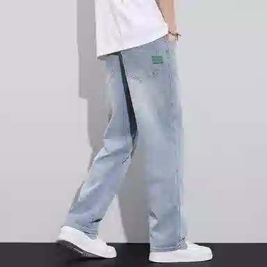隐狼世家 春夏宽松直筒美式潮牌阔腿水洗休闲长裤牛仔裤 男款