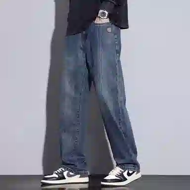 隐狼世家 薄款宽松直筒美式复古休闲长裤牛仔裤 男款