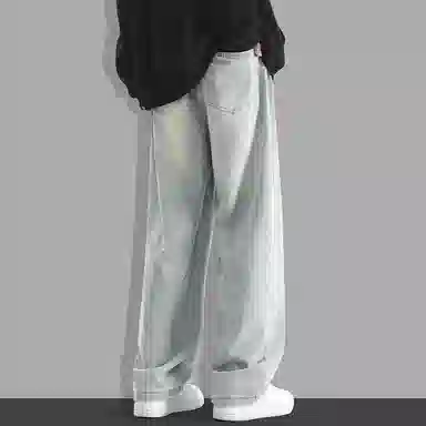 隐狼世家 阔腿裤宽松水洗牛仔裤 男款