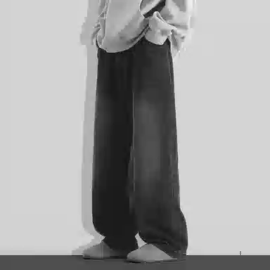 隐狼世家 阔腿裤宽松水洗牛仔裤 男款
