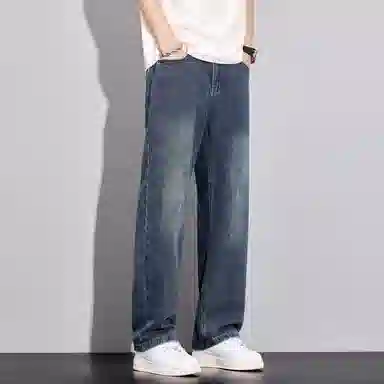 隐狼世家 薄款宽松直筒美式复古休闲长裤牛仔裤 男款