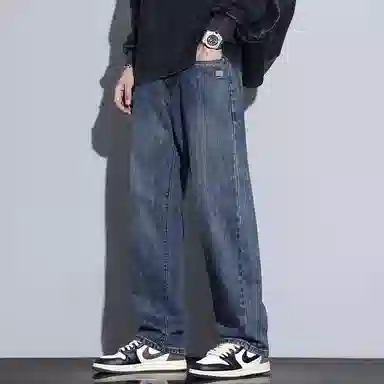 隐狼世家 薄款宽松直筒美式复古休闲长裤牛仔裤 男款