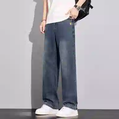 隐狼世家 薄款宽松直筒美式复古休闲长裤牛仔裤 男款