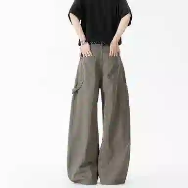 隐狼世家 美式高街多口袋伞兵直筒工装纯棉宽松阔腿潮牌青年休闲裤 男款