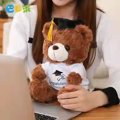 巴巴泥 可爱博士熊毕业熊 玩偶 毛绒公仔