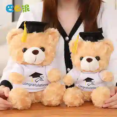 巴巴泥 可爱博士熊毕业熊 玩偶 毛绒公仔