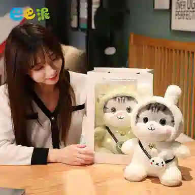 巴巴泥 变身猫咪公仔 可爱小猫 动物 玩偶 毛绒公仔