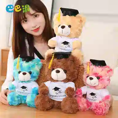 巴巴泥 可爱博士熊毕业熊 玩偶 毛绒公仔