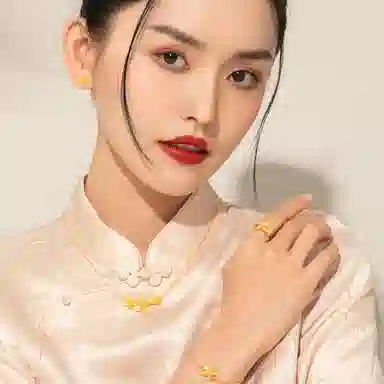 老庙 丁香花开口戒优雅大气 足金 按克计价 黄金戒指 女款