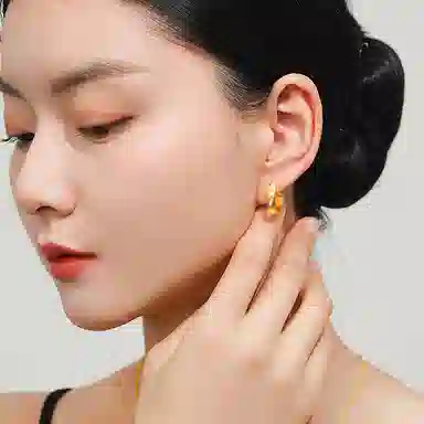 老庙 凤纹温柔风车花工艺 足金 按克计价 黄金耳环 女款