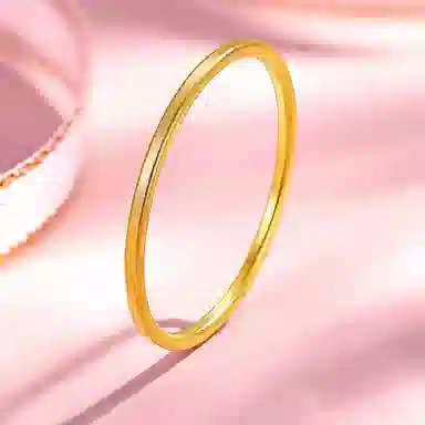 老庙 砂面方条素圈古法金工艺素戒单戴叠戴高级感 足金 按克计价 黄金戒指 女款