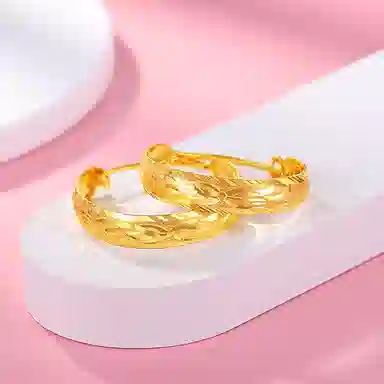 老庙 凤纹温柔风车花工艺 足金 按克计价 黄金耳环 女款