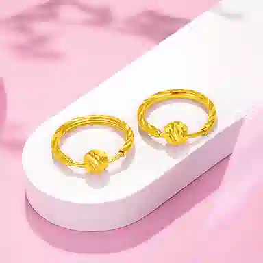 老庙 菱形车花金珠计气质转运珠耳饰 足金 按克计价 耳环 女款