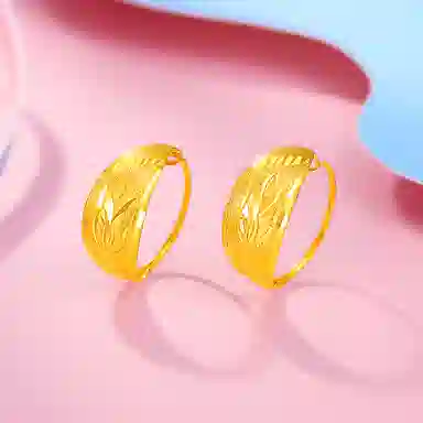 老庙 磨砂花朵小众清新耳饰耳圈 足金 按克计价 耳环 女款