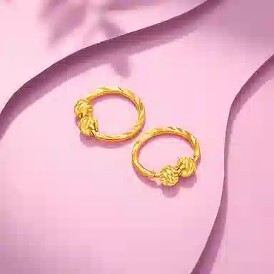 老庙 菱形车花金珠计气质转运珠耳饰 足金 按克计价 耳环 女款