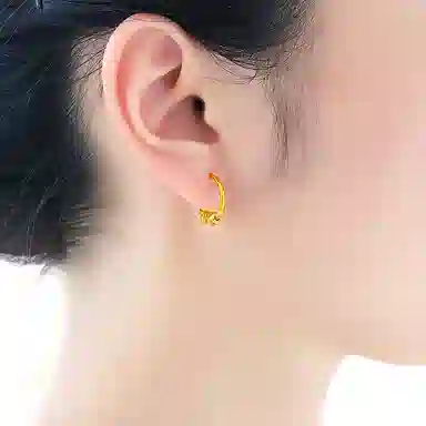 老庙 菱形车花金珠计气质转运珠耳饰 足金 按克计价 耳环 女款