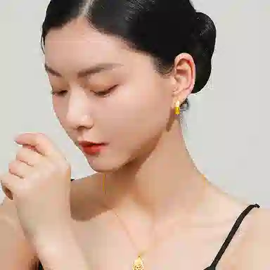 老庙 凤纹温柔风车花工艺 足金 按克计价 黄金耳环 女款