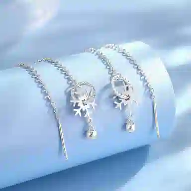 老庙 浪漫冬日雪花精致轻奢耳饰 铂金 耳线 女款