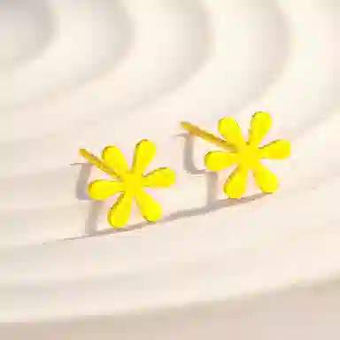 老庙 小清新系列森系小花 小巧精致养耳洞耳饰 足金 按克计价 黄金耳钉 女款