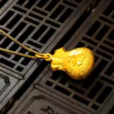 老庙 中国风福袋吉祥经典大气 足金 按克计价 黄金吊坠 女款