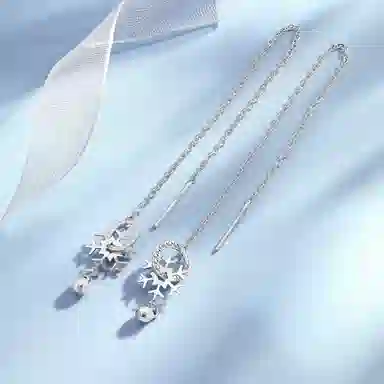 老庙 浪漫冬日雪花精致轻奢耳饰 铂金 耳线 女款
