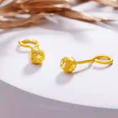 老庙 精致轻奢批花小球时尚大气百搭款耳饰 足金 按克计价 黄金耳环 女款