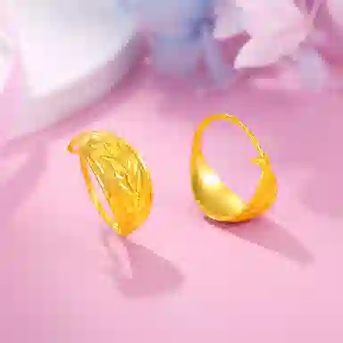 老庙 磨砂花朵小众清新耳饰耳圈 足金 按克计价 耳环 女款