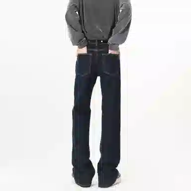 布客行 潮牌美式高街水洗做旧休闲宽松弹力基础款中腰垂坠感百搭日常通勤直筒显纯色简约柔不硬舒适风格牛仔裤 男女同款