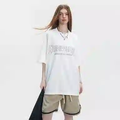 Rabbit House Reflective Gothic Lettering Suede T-Shirt