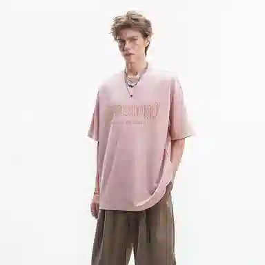 Rabbit House Reflective Gothic Lettering Suede T-Shirt