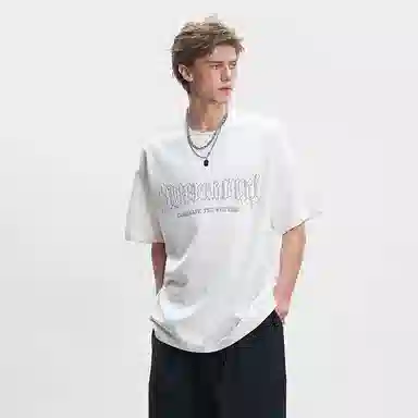 Rabbit House Reflective Gothic Lettering Suede T-Shirt