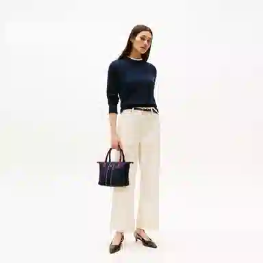 Tommy Hilfiger Metal Letter Colorblock Crossbody Tote Navy